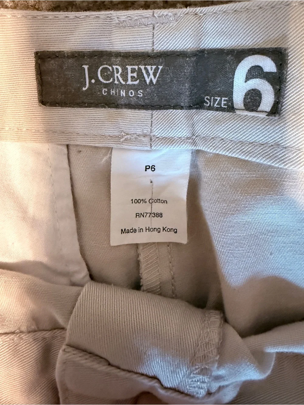 J.Crew Broken-In Boyfriend Chino Pants Sz P6 White Cream 100% Cotton Petite NWOT